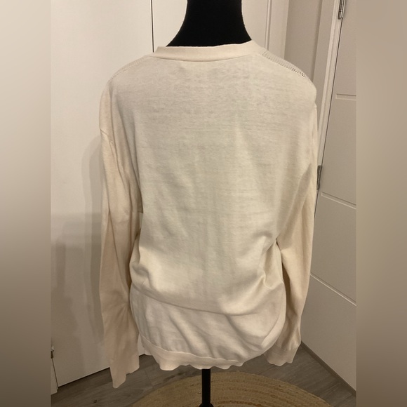 7 For All Mankind Beige Roomy Button-Front Cardigan with Slouchy pockets. - Picture 3 of 7